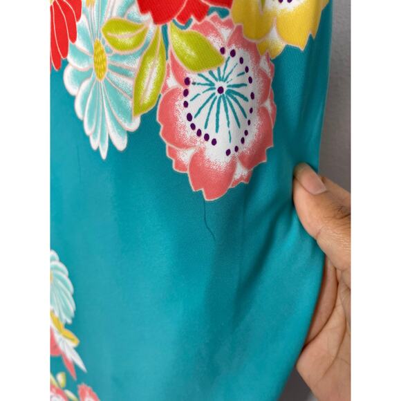 NATORI CYPRUS Floral CHEMISE blue cami dress L - Picture 3 of 8